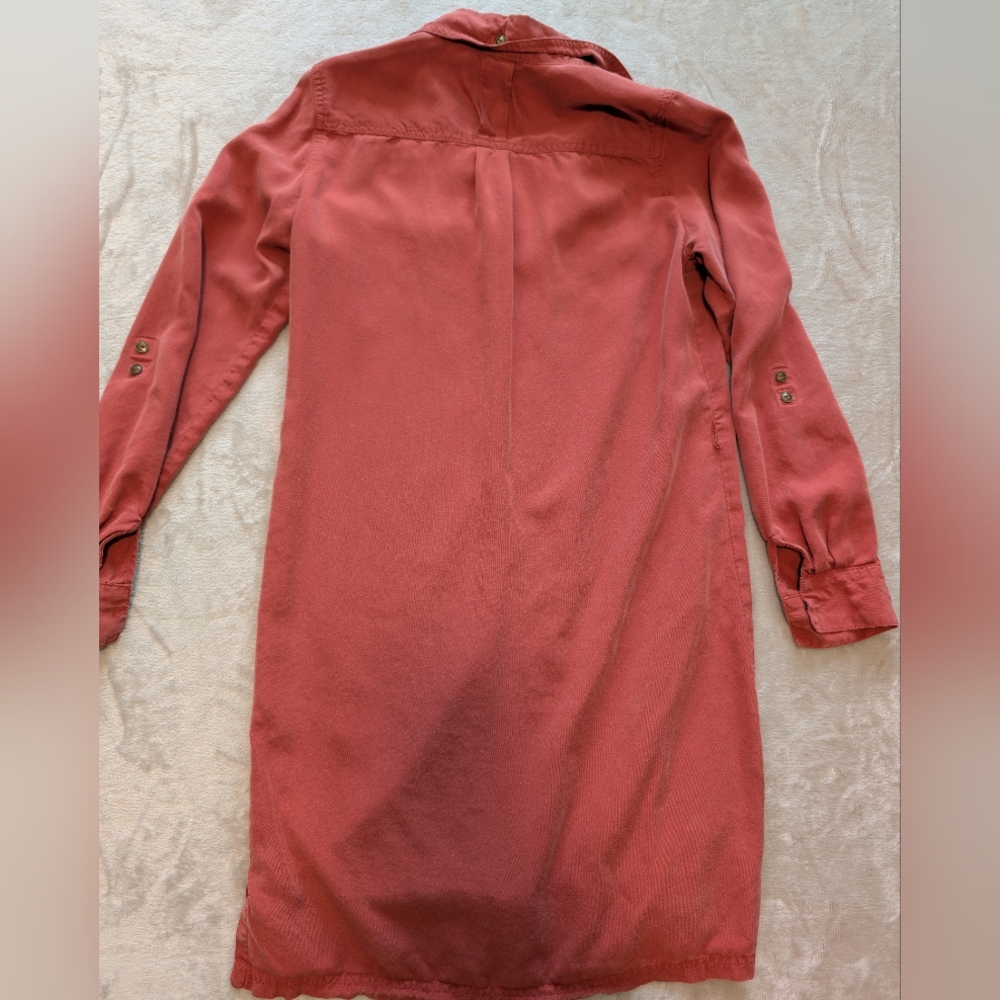 Banana Republic Rust Red Button Up Shirtdress Sz 0 Eco Nature Gorpcore image 6
